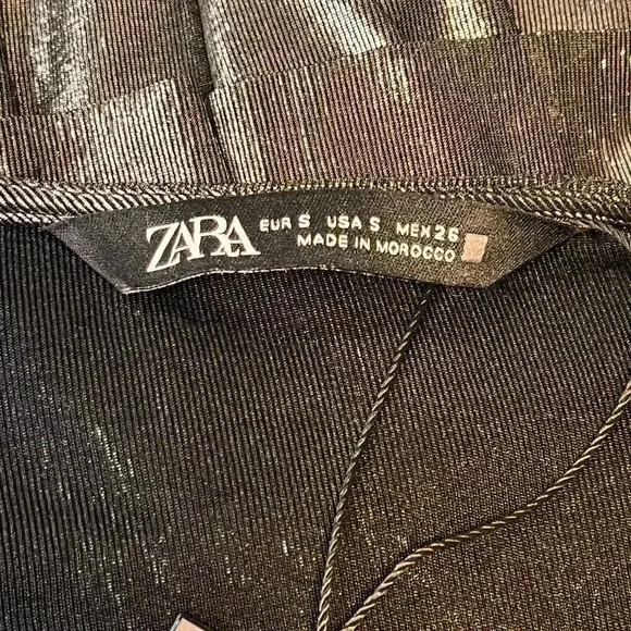 Zara Metallic Mini‎ Dress Long Sleeve Tiered Party Cocktail Silver Size S - Picture 4 of 5